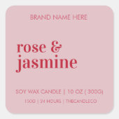 Aangepaste kaars | Roze en rode Valentijns Vierkante Sticker (Voorkant)