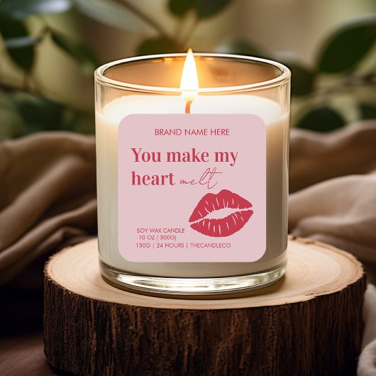 Aangepaste kaars | Roze en rode Valentijns Vierkante Sticker