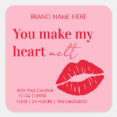 Aangepaste kaars | Roze en rode Valentijns Vierkante Sticker (Voorkant)