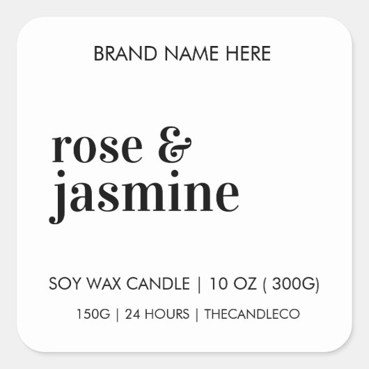 Aangepaste kaarsetiket Sticker | Zwart-Wit (Voorkant)