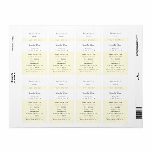 Aangepaste kaarswas smeltlabels etiket (Full Sheet)
