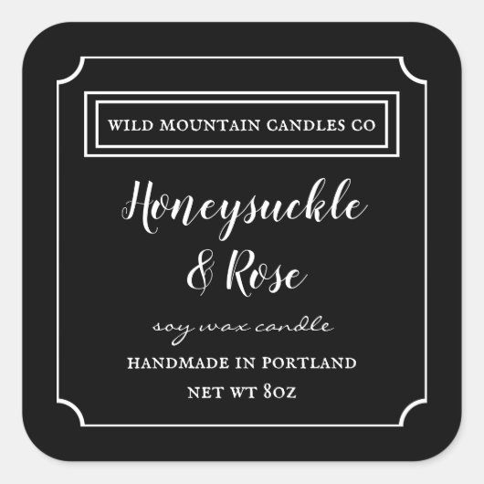 Aangepaste kaarszwart en wit label vierkant (Voorkant)