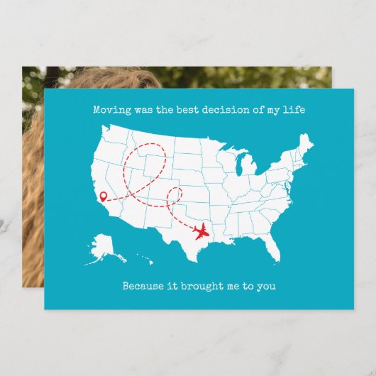 Aangepaste kaart en foto Turquoise Valentijnsdag (Voorkant / Achterkant)