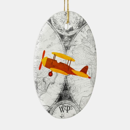Aangepaste  kaart en vliegtuig keramisch ornament (Rechts)