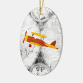 Aangepaste kaart en vliegtuig keramisch ornament (Links)
