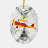 Aangepaste kaart en vliegtuig keramisch ornament (Voorkant)