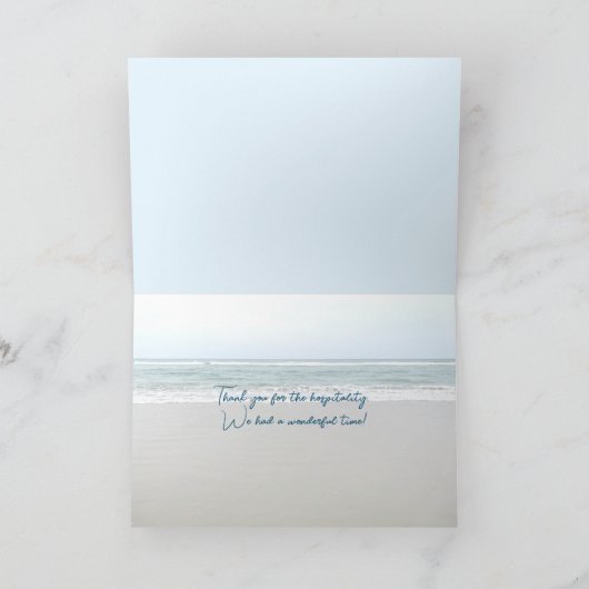 Aangepaste kaart met strandtafereel en opgevouwen  (Binnen)