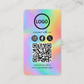 Aangepaste Kaart Social Media QR Code Rainbow Holo Visitekaartje (Voorkant)