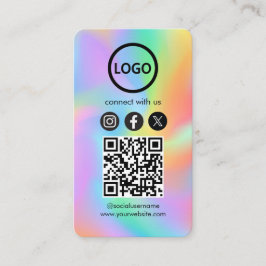 Aangepaste Kaart Social Media QR Code Rainbow Holo Visitekaartje