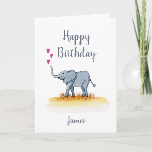 Aangepaste Kaart van de Baby Elephant Birthday (Voorkant)