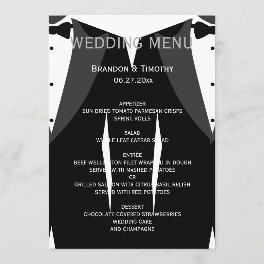 Aangepaste Kaart voor het menu Zwart-wit bruisbrui (Voorkant)