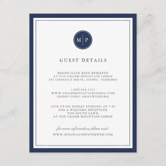 Aangepaste Kaart voor kleurmonogram bruiloften (Voorkant)