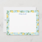Aangepaste Kaart voor Lemon Blue Flat Note Notitiekaartje (Voorkant)
