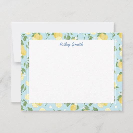 Aangepaste Kaart voor Lemon Blue Flat Note Notitiekaartje (Voorkant)