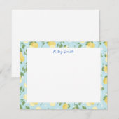 Aangepaste Kaart voor Lemon Blue Flat Note Notitiekaartje (Voorkant / Achterkant)