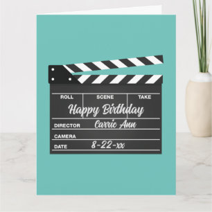 Aangepaste Kaart voor Movie Clapboard Aqua Birthda