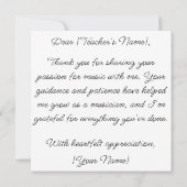 Aangepaste Kaart voor muziekdocenten, bedankt (Achterkant)