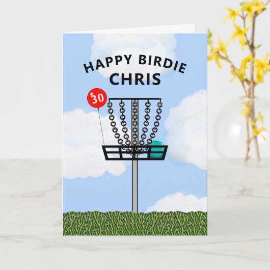 Aangepaste Kaart voor schijfGolf Birthday (Gele Bloem)