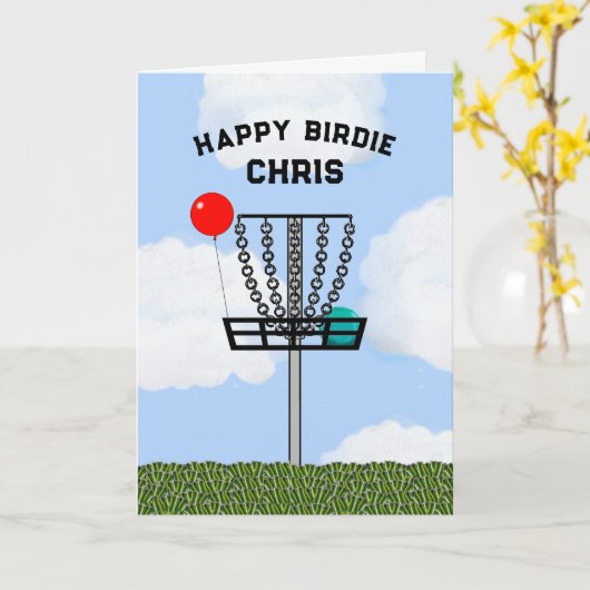 Aangepaste Kaart voor schijfGolf Birthday (Gele Bloem)