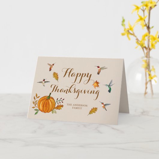 Aangepaste Kaart voor Thanksgiving van vogels (Gele Bloem)