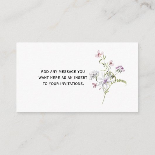 Aangepaste Kaart voor Wilde Bloemen Aangepaste geg (Achterkant)