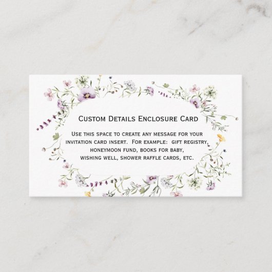 Aangepaste Kaart voor Wilde Bloemen Aangepaste geg (Voorkant)