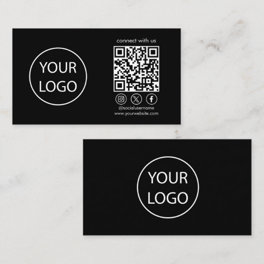 Aangepaste Kaarten, QR-code voor sociale media Zwa Visitekaartje (Voorkant / Achterkant)