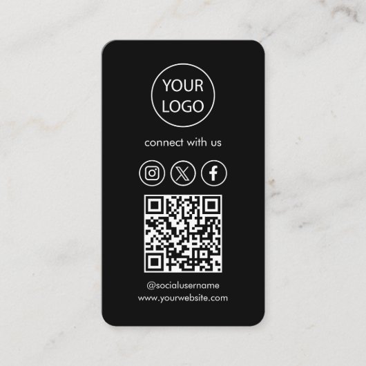 Aangepaste Kaarten, Social Media QR Code Black Bus Visitekaartje (Voorkant)