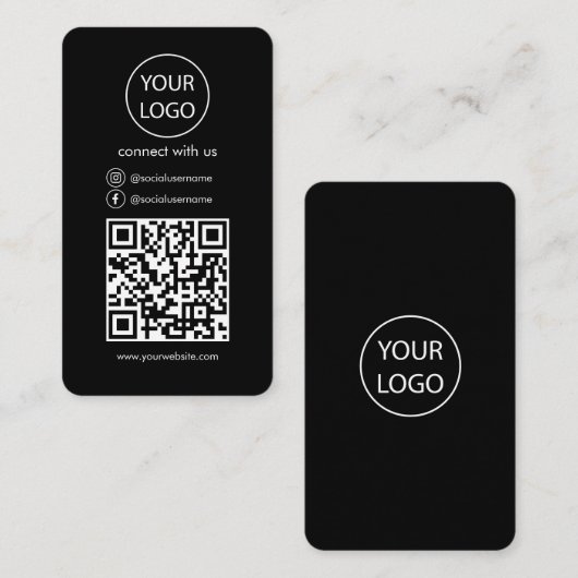 Aangepaste Kaarten, Social Media QR Code Black Bus Visitekaartje (Voorkant / Achterkant)