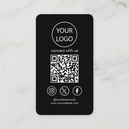 Aangepaste Kaarten, Social Media QR Code Black Bus Visitekaartje (Voorkant)