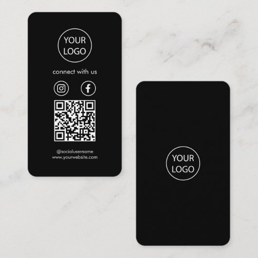 Aangepaste Kaarten, Social Media QR Code Black Bus Visitekaartje (Voorkant / Achterkant)