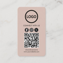 Aangepaste Kaarten, Social Media QR Code Boho Beig Visitekaartje