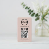 Aangepaste Kaarten, Social Media QR Code Boho Beig Visitekaartje (Staand voorkant)
