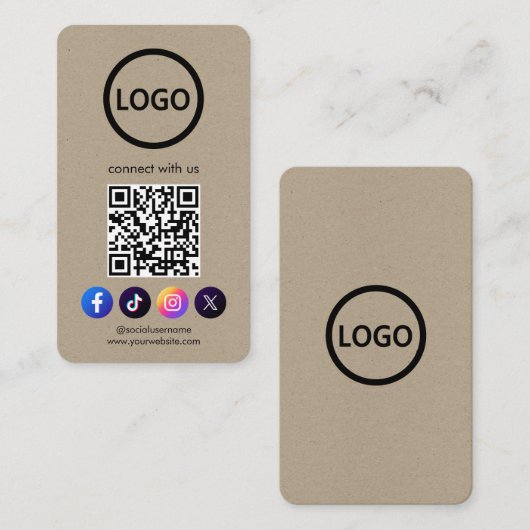 Aangepaste Kaarten Social Media QR Code Kraft Pape Visitekaartje (Voorkant / Achterkant)
