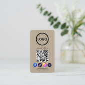 Aangepaste Kaarten Social Media QR Code Kraft Pape Visitekaartje (Staand voorkant)