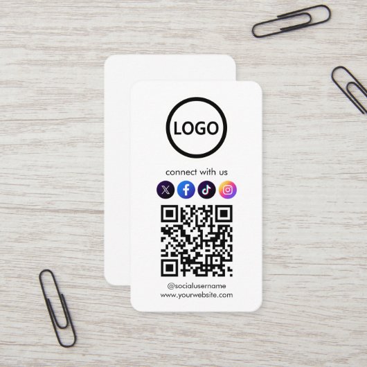 Aangepaste Kaarten, Social Media QR Code Professio Visitekaartje (Voorkant / Achterkant in situ)