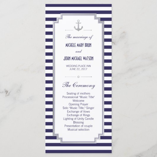 Aangepaste Kaarten voor Nautical Wedding Silver-pr (Voorkant)