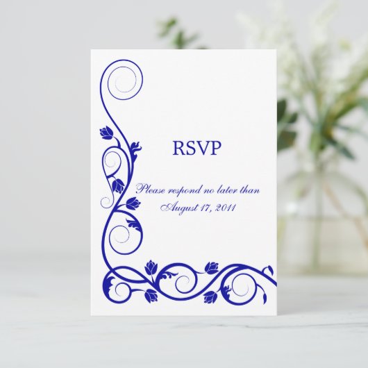 Aangepaste Kaarten voor Royal Blue Swirl RSVP/Repl (Staand voorkant)