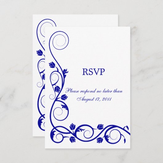 Aangepaste Kaarten voor Royal Blue Swirl RSVP/Repl (Voorkant / Achterkant)