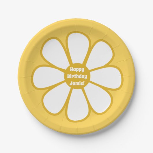 Aangepaste kabelretro Daisy Flower Papieren Bordje (Voorkant)