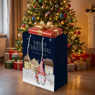 Aangepaste Kabouters Winter Sneeuw PrettigKerstfee Medium Cadeauzakje