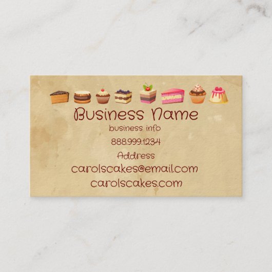 Aangepaste kake en trouwerijwiel ontwerpers Busine Visitekaartje (Voorkant)