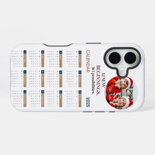 Aangepaste kalender 2025 iPhone 16 hoesje (Achterkant horizontaal)