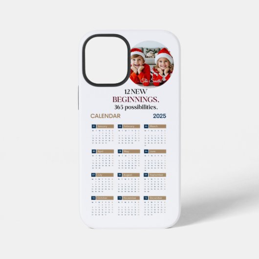 Aangepaste kalender 2025 iPhone hoesje (Achterkant)