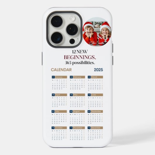 Aangepaste kalender 2025 iPhone hoesje (Achterkant)