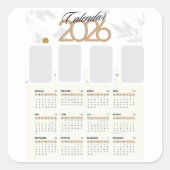 Aangepaste kalender 2026 vierkante sticker (Voorkant)