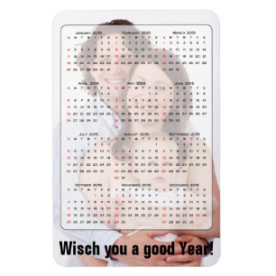 Aangepaste kalender + eigen foto / achtergr. / tek magneet