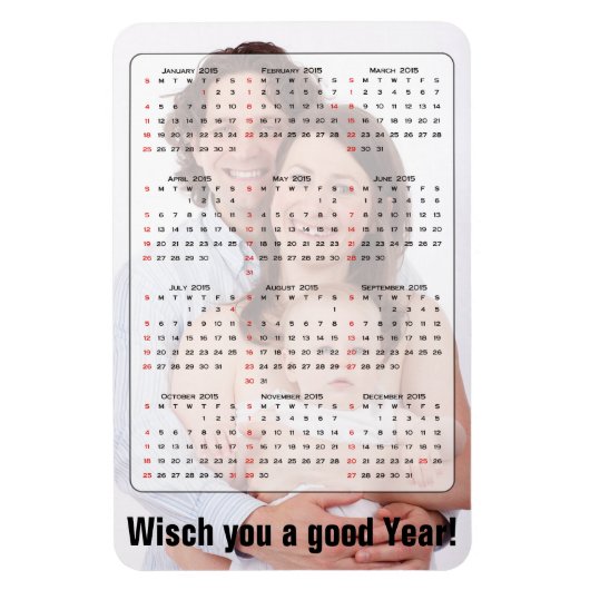 Aangepaste kalender + eigen foto / achtergr. / tek magneet (Verticaal)