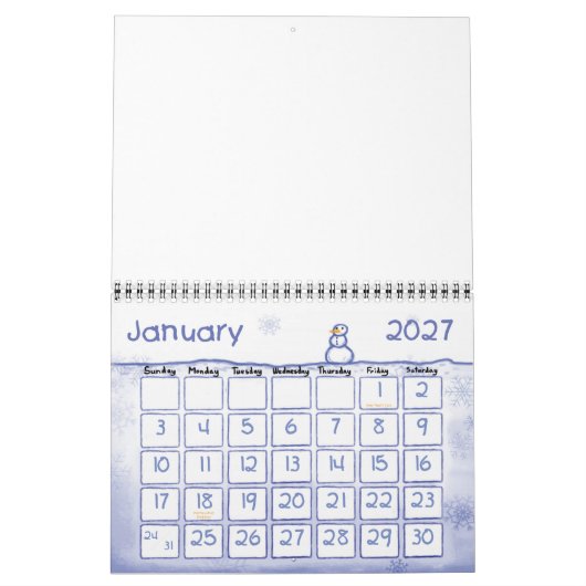 Aangepaste kalender geschilderde seizoenen (Jan 2027)