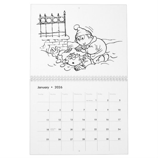 Aangepaste kalender kleurplaten voor kinderen (Jan 2026)